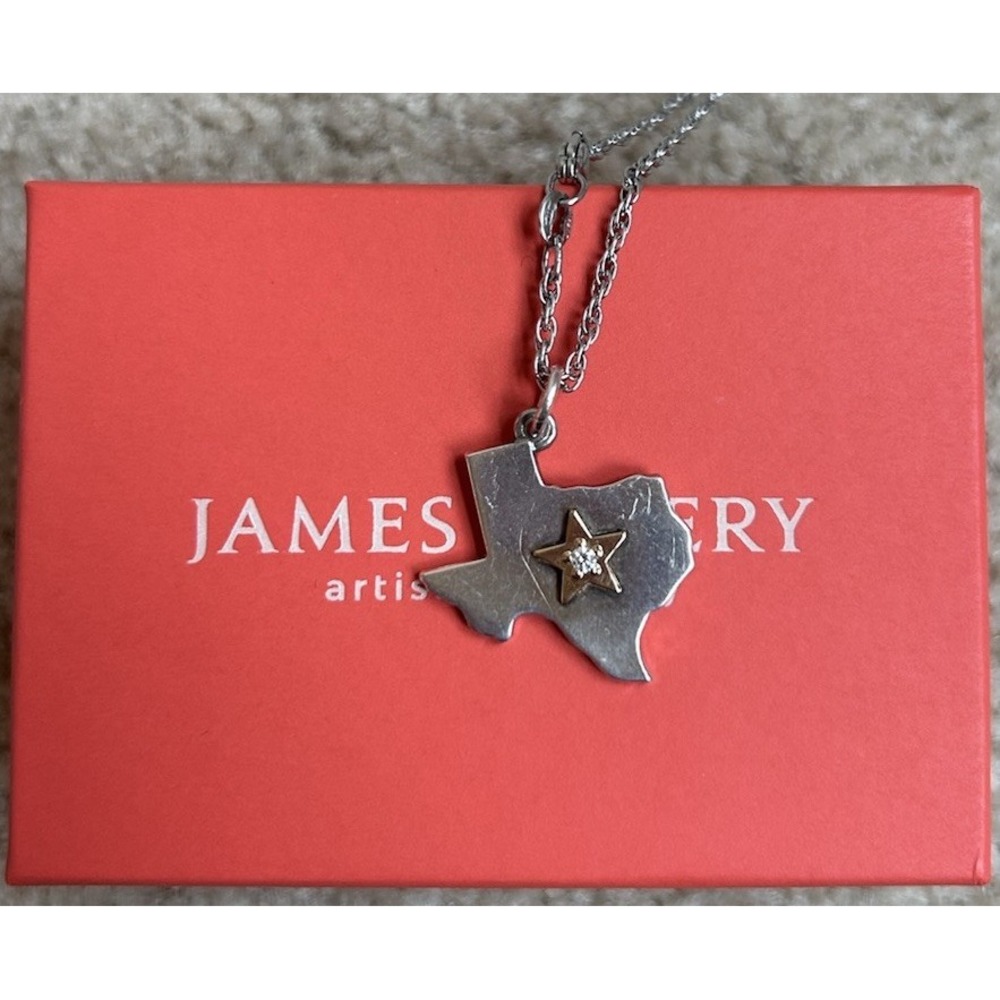 James‎ Avery Retired Diamond Star Of Texas Charm Necklace Silver 18k Gold